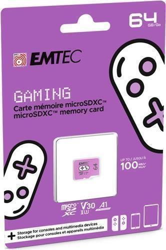 Cartão de Memória EMTEC ECMSDM64GXCU3G (64GB - 100 MB/s - Roxo)