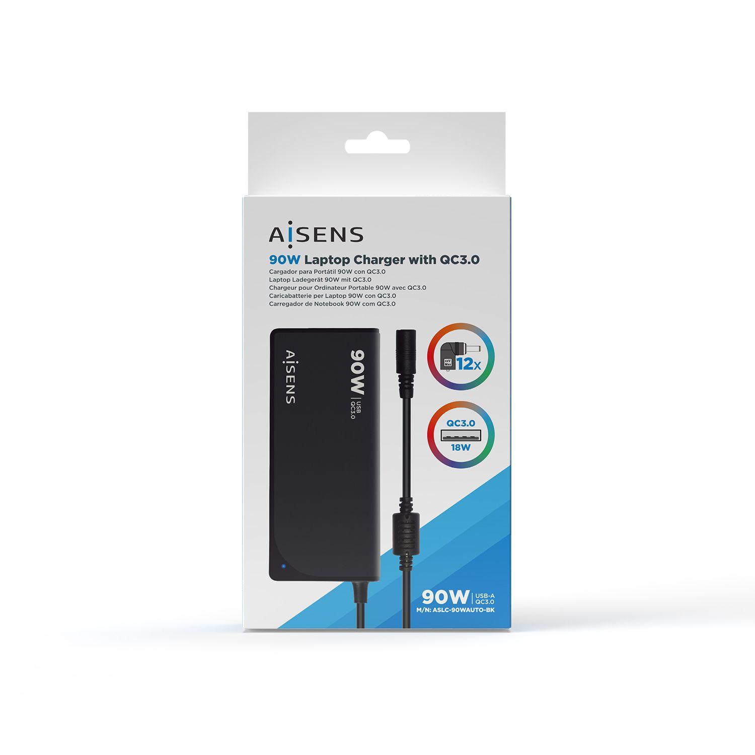 Carregador de Portátil Universal AISENS ASLC-90WAUTO-BK (90 W - 5 A - 15-20 V - Preto), miniatura 6