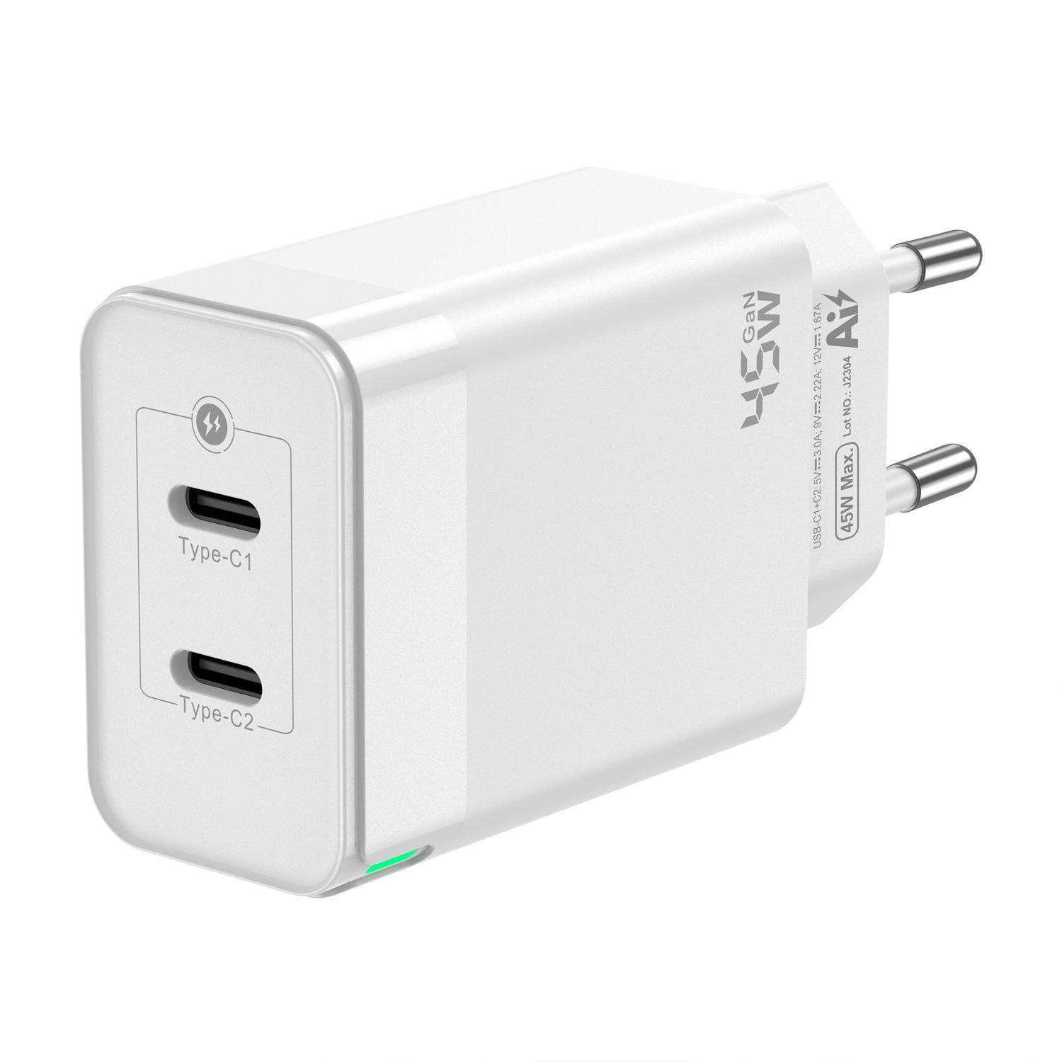 Carregador de Parede AISENS ASCH-45W2P005-W (45 W - Branco), miniatura 2