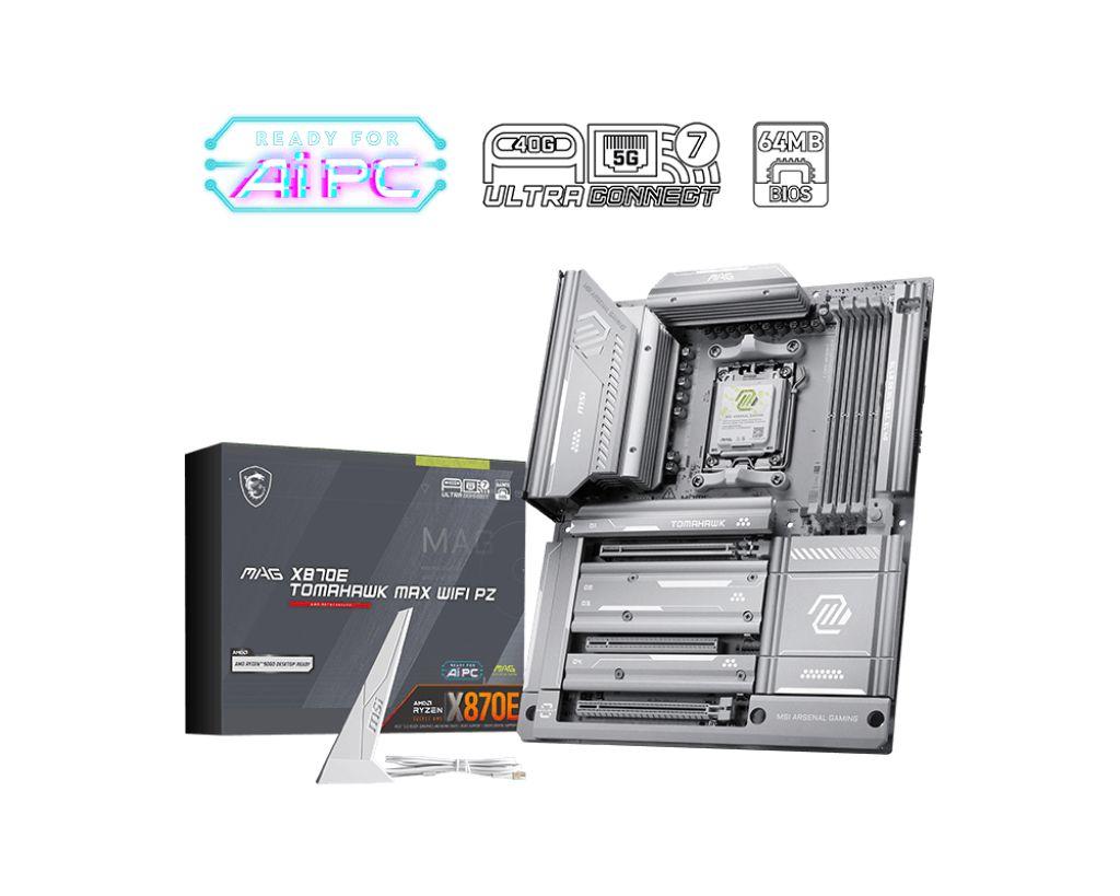 Motherboard MSI MAG X870E TOMAHAWK MAX WIFI PZ (AM5 - ATX - Duplo canal - Branco)