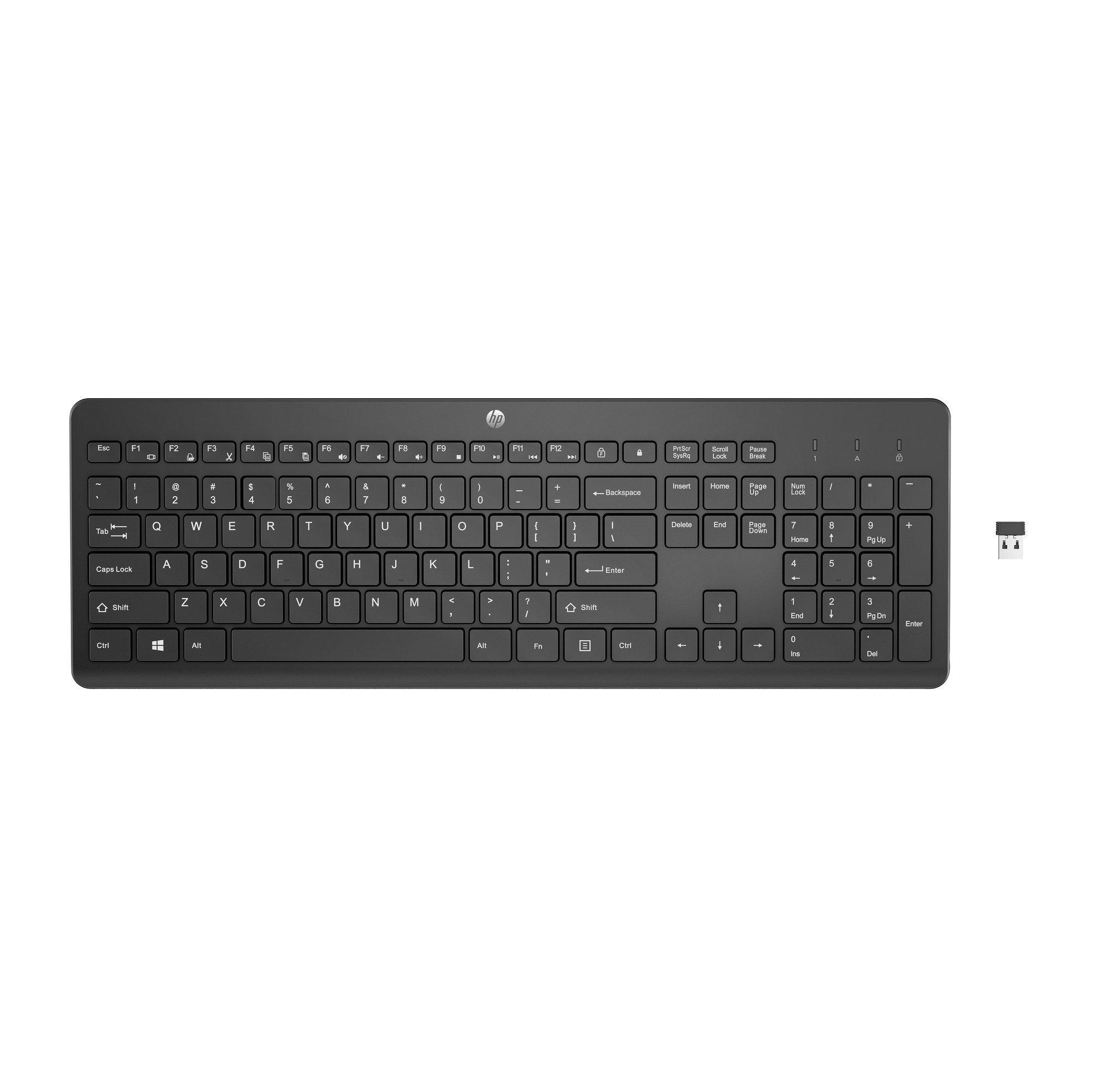 Teclado HP 230 (Interruptor de membrana - Tamanho completo - RF Wireless - Preto)