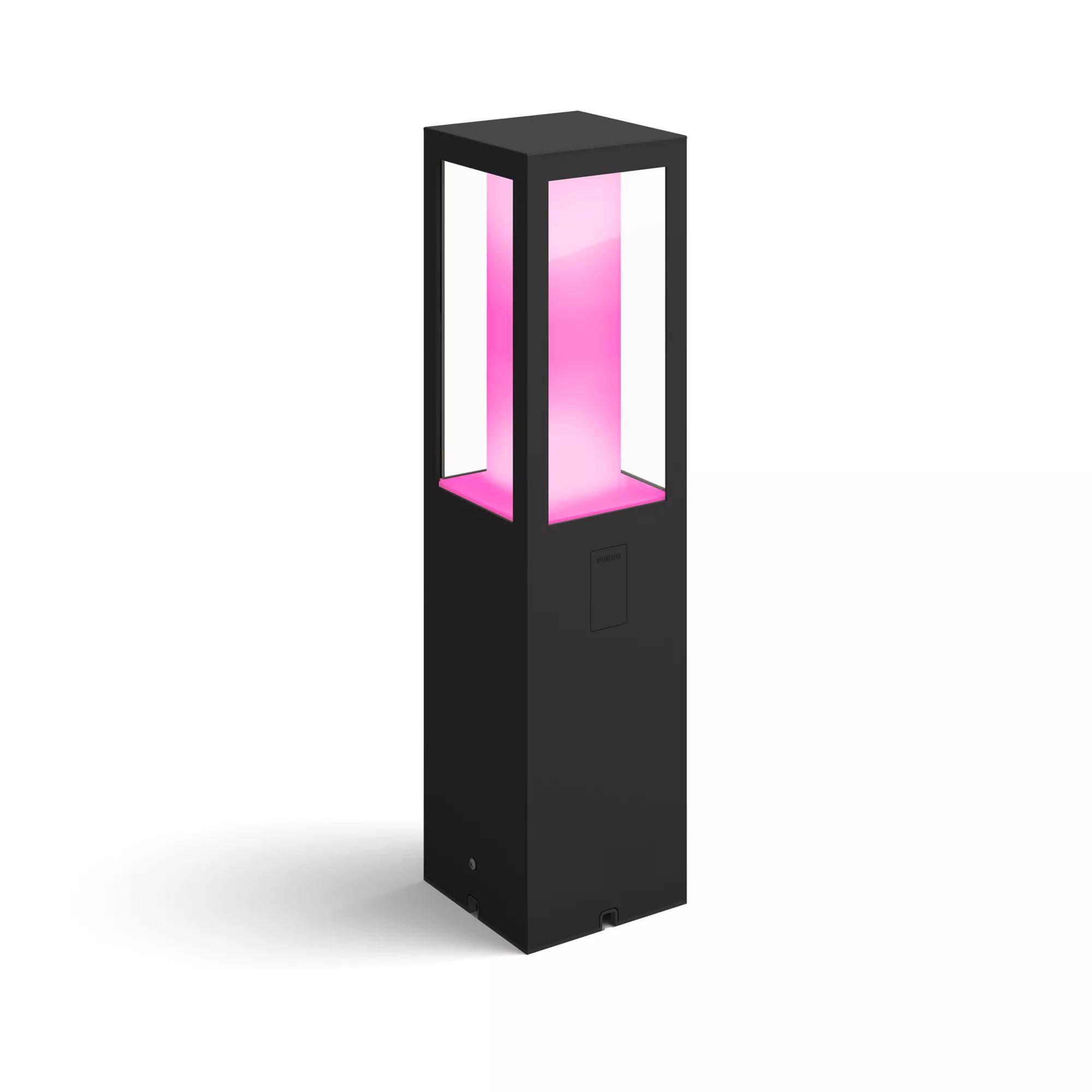 Candeeiro de Pedestal Exterior PHILIPS Hue Impress 17431/30/P7 (Vidro - Preto)