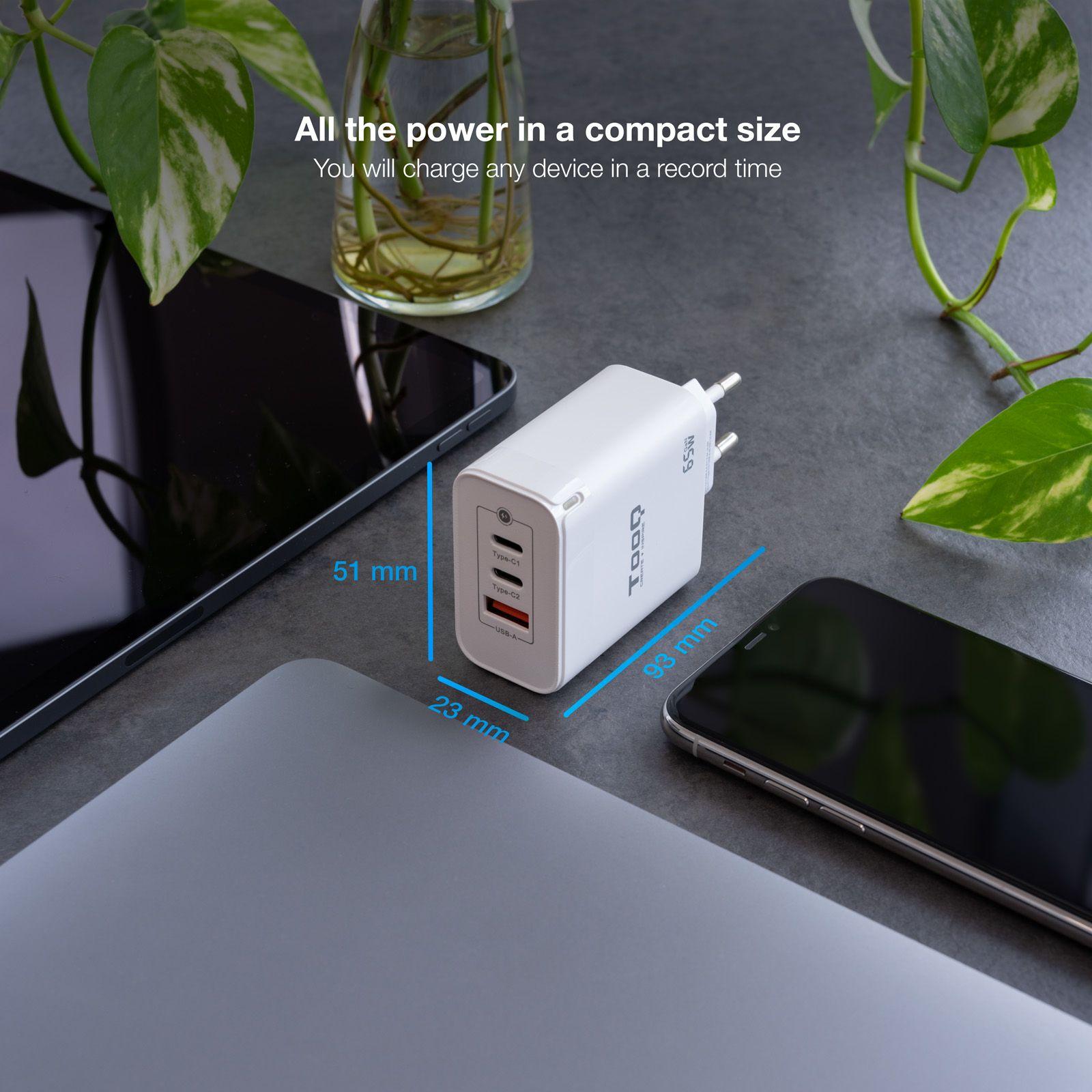 Carregador de Parede TOOQ TQWC-GANQC2PD65WT (65 W - Branco), miniatura 2