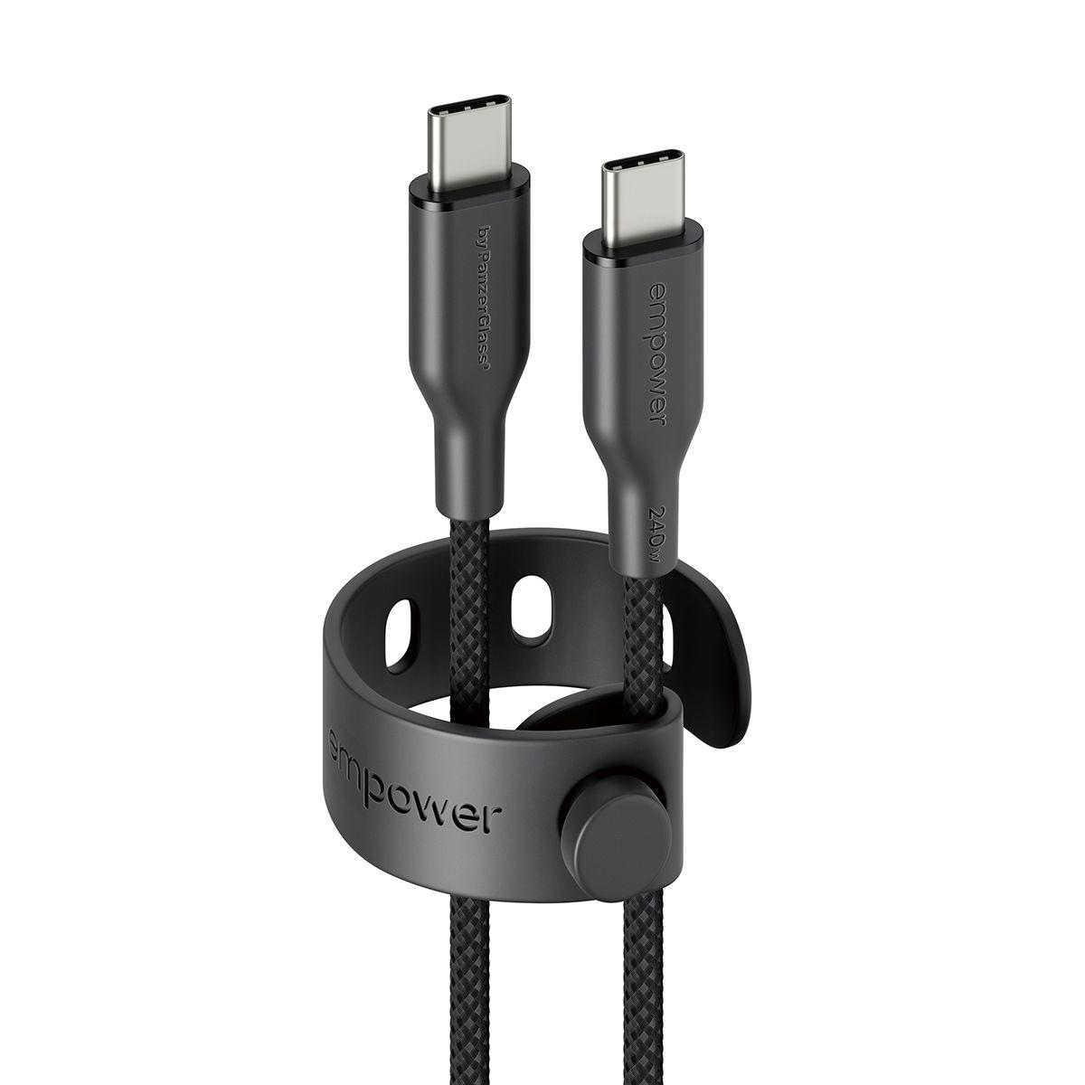 Cabo USB-C PANZERGLASS empower Racing 240W USB-C para USB-C (2 m - Preto)