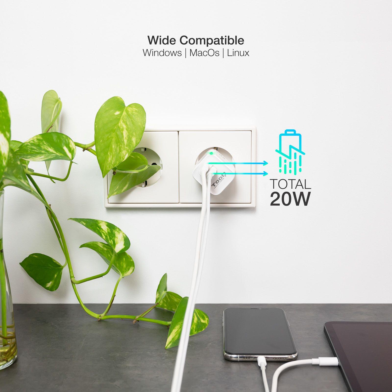 Carregador de Parede TOOQ TQWC-QCPD20WT (20 W - Branco), miniatura 5