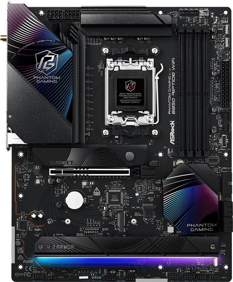 Motherboard ASROCK Phantom Gaming B850 Riptide WiFi (AM5 - ATX - Duplo canal - Preto)