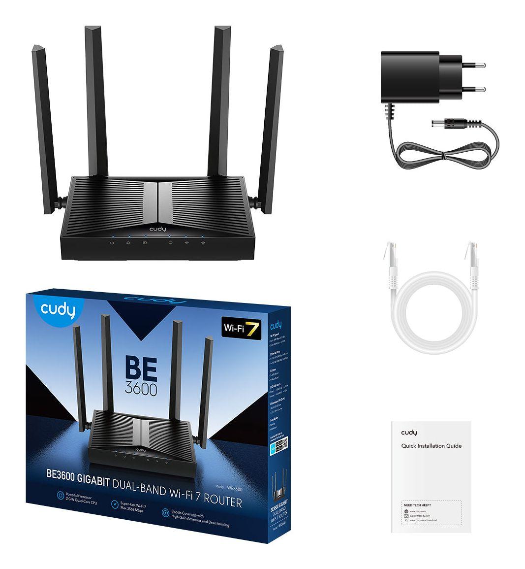 Router CUDY WR3600 (Wi-Fi 7 - 2882 Mbit/s - Dual-band - Preto), miniatura 3
