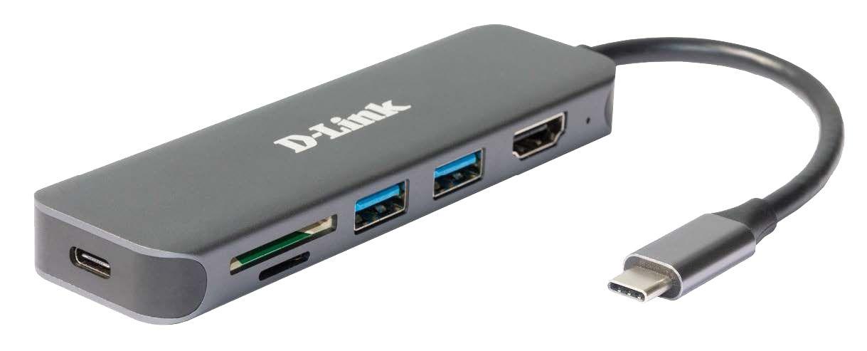 Hub USB-C D-LINK DUB-2327 (Cinzento)