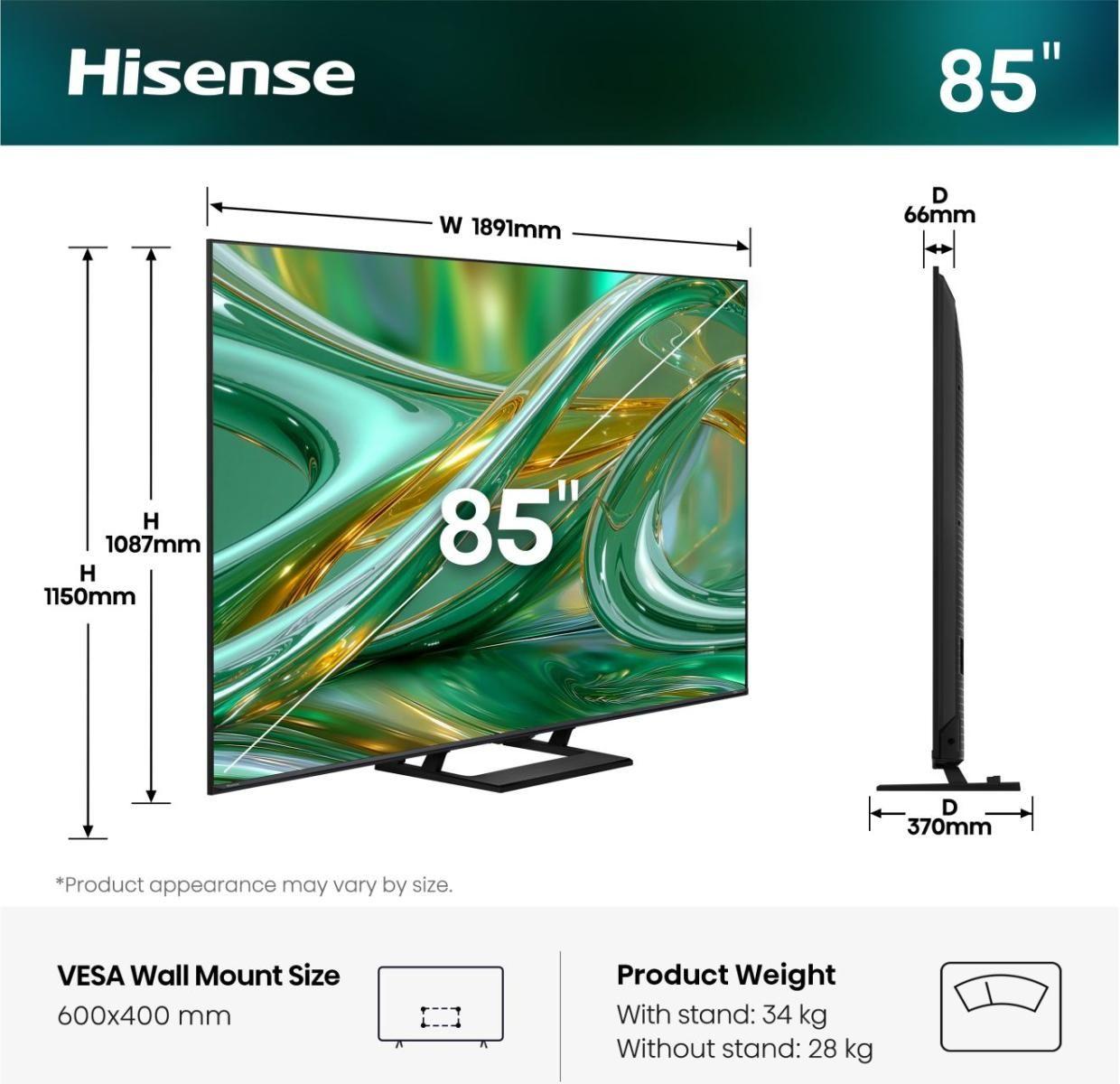 Televisão HISENSE TV 85E8S (85" - DLED - 4K Ultra HD - Preto) — miniatura 2