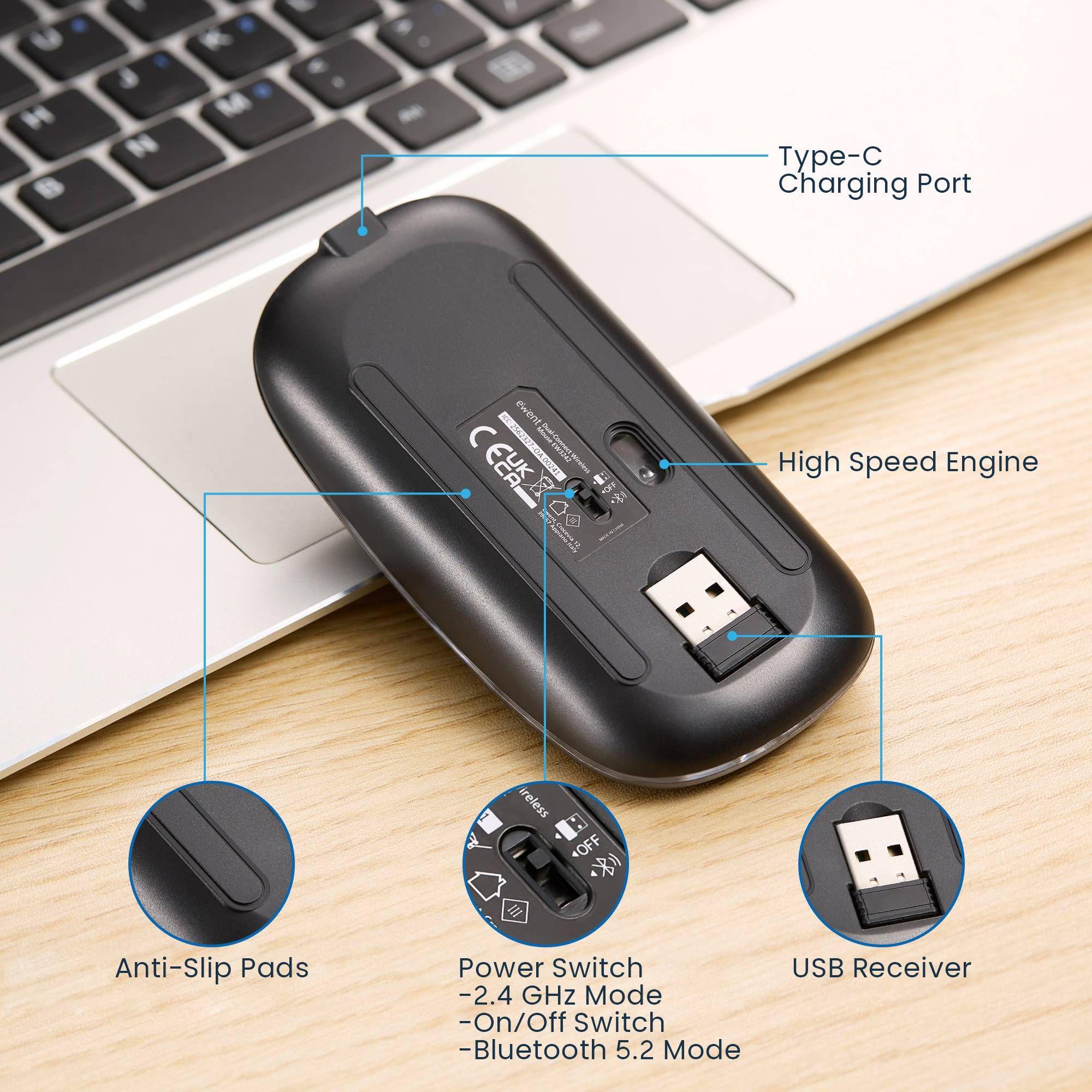 Rato EWENT EW3242 (Ambidestro - 1600 DPI - Ótico - Preto e Cinzento), miniatura 4