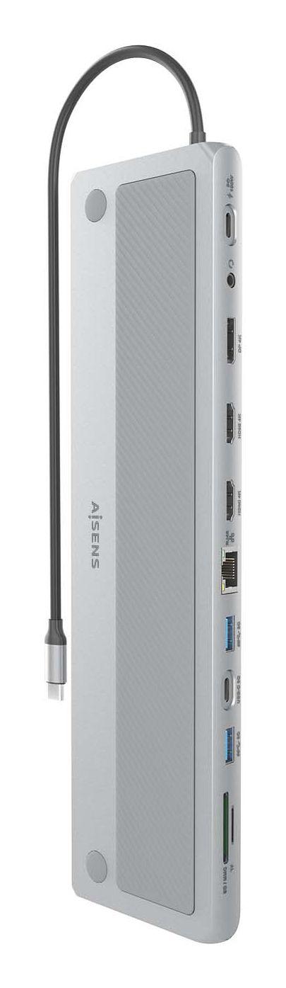 Estação de Ancoragem USB-C AISENS ASUC-12P005-GR (0,3 m - Windows 10, Windows 11 - Cinzento), miniatura 3
