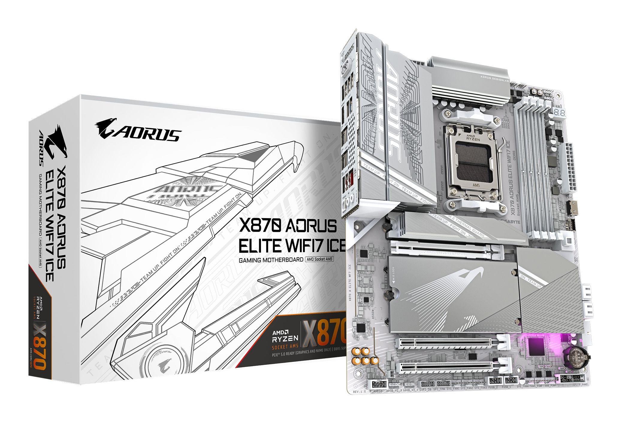 Motherboard GIGABYTE X870 AORUS ELITE WIFI7 ICE (AM5 - ATX - AMD Radeon Graphics - Branco)