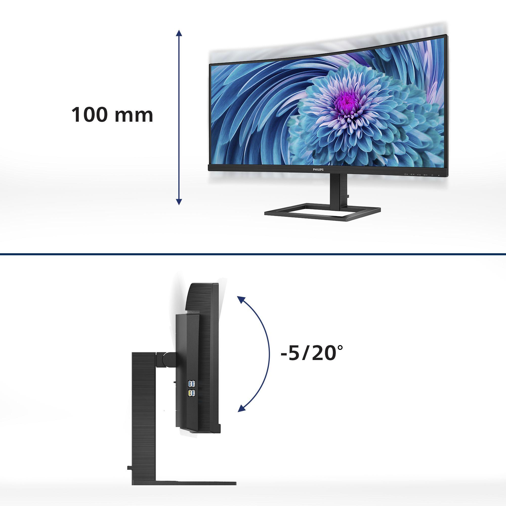 Monitor PHILIPS 346E2CUAE/00 (34" - VA - 100 Hz - Preto) — miniatura 3