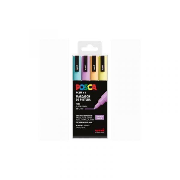 Conjunto de Marcadores de Pintura POSCA PC-3M/4C (Cores Pastel Sortidas)