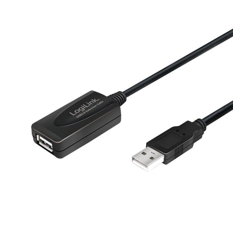 Cabo de Extensão Ativo USB LOGILINK UA0143 (USB 2.0 - 10 m - Preto)