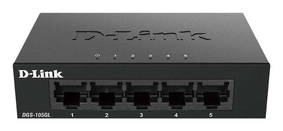 Switch D-LINK DGS-105GL/E (LAN - 10/100/1000 Mbps - 128 KB - Preto)
