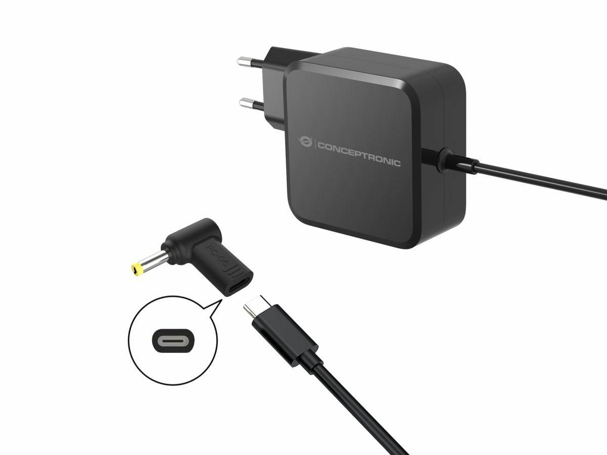 Ficha Adaptadora de Alimentação para Portátil CONCEPTRONIC ABBY15PC06 (Universal - Preto) — miniatura 2