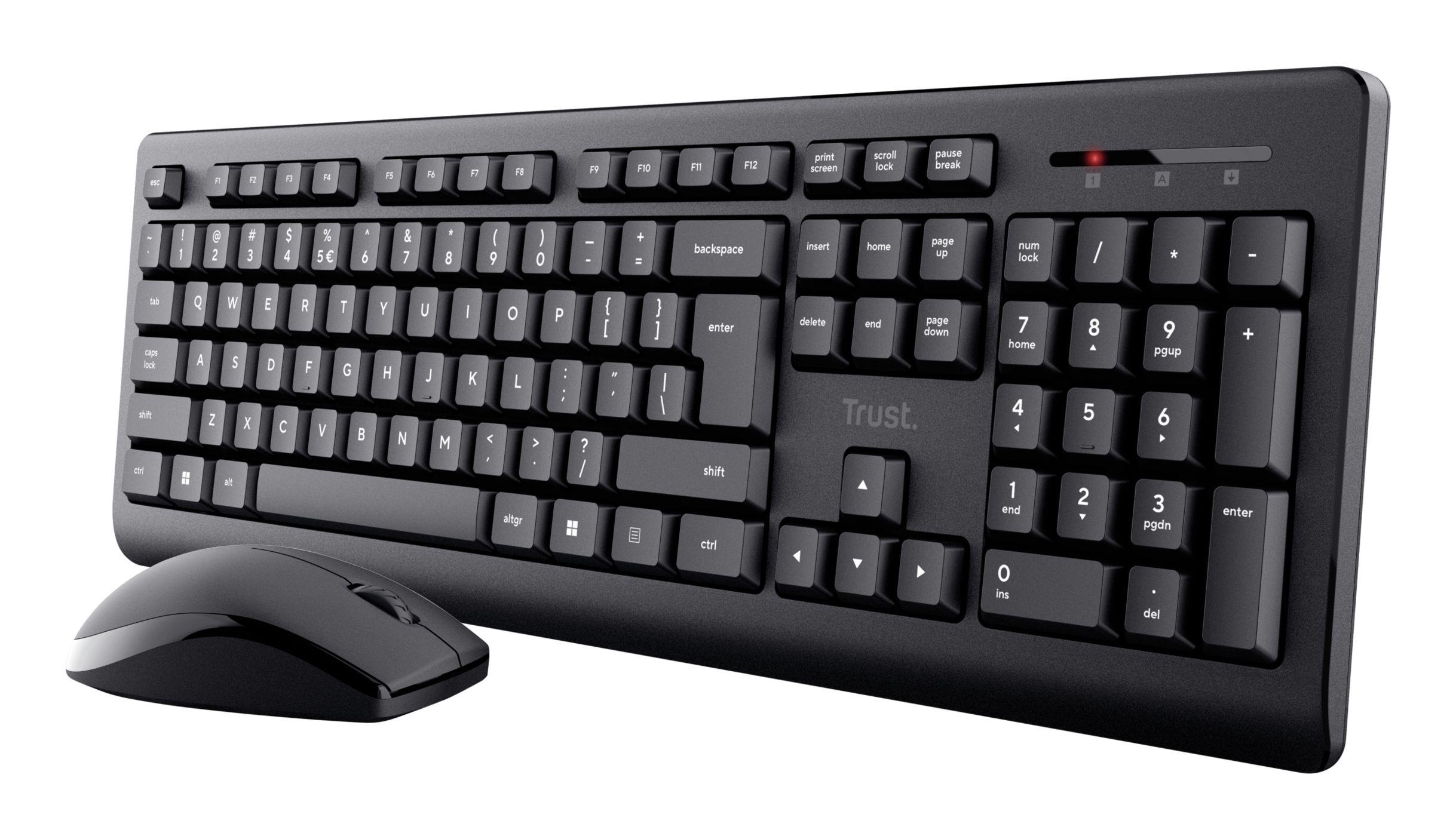 Conjunto de Teclado e Rato TRUST Primo Wireless Deskset (Espanhol - Interruptor de membrana - Tamanho completo - Preto)