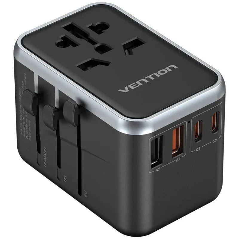 Carregador de Viagem Universal VENTION FJFB0 (65 W - Até 65 W - Até 60 W - Preto)