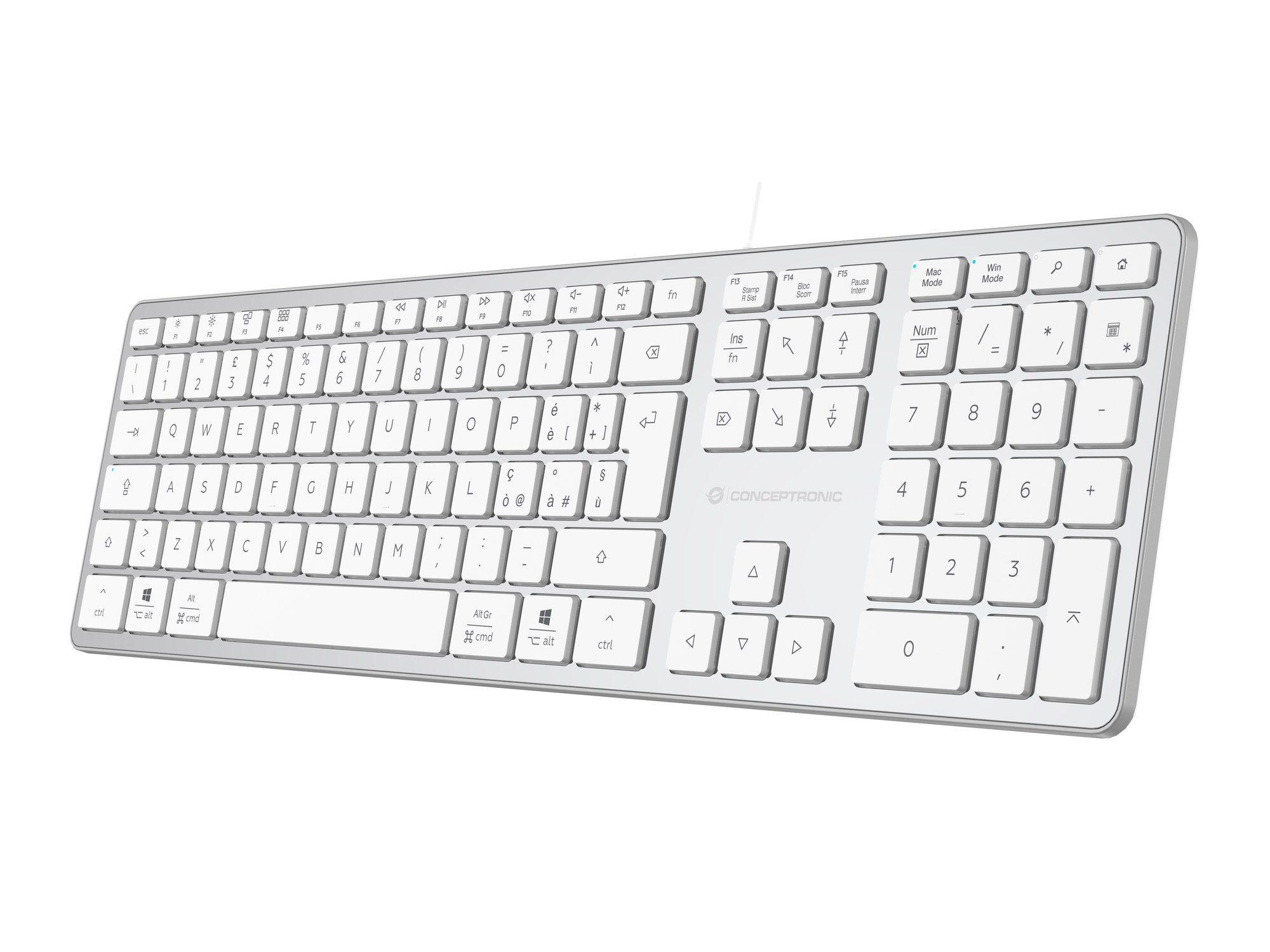 Teclado CONCEPTRONIC KAYNE02WIT (Italiano - Tamanho completo - USB - Branco) — miniatura 7