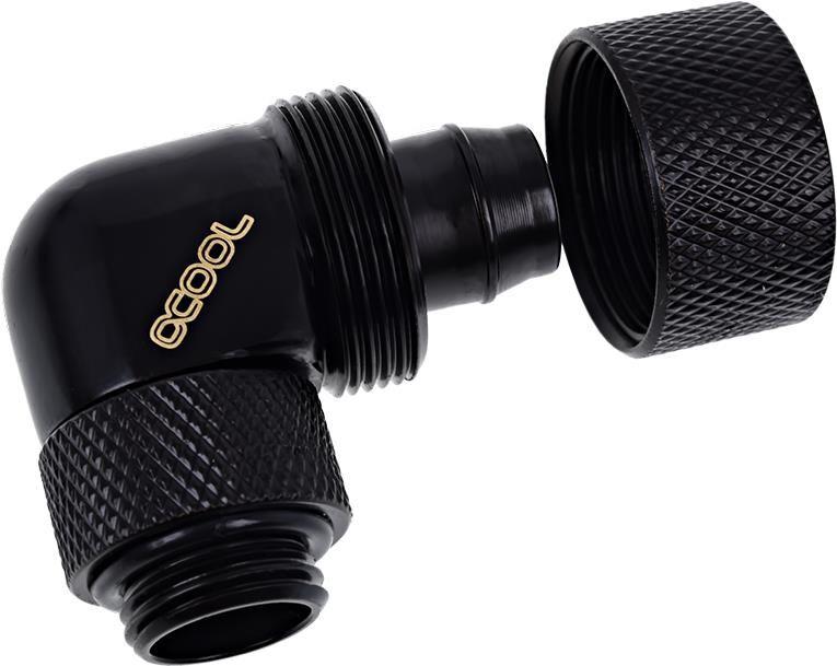 Conector de Tubo para Refrigeração Líquida ALPHACOOL Eiszapfen 17236 (16/10 mm - G1/4 - 90° Rotativo 360° - Preto)