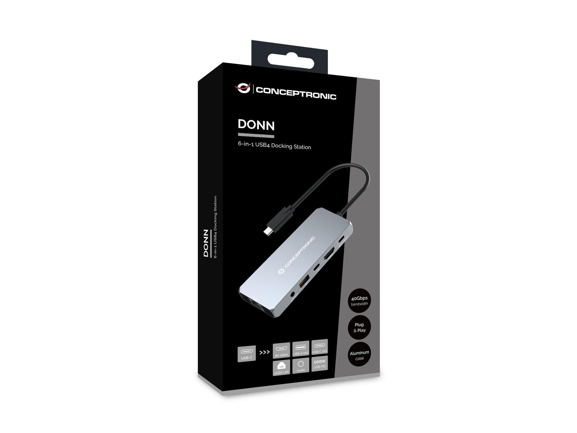 Docking Station USB-C CONCEPTRONIC DONN22G (Cinzento) — miniatura 3
