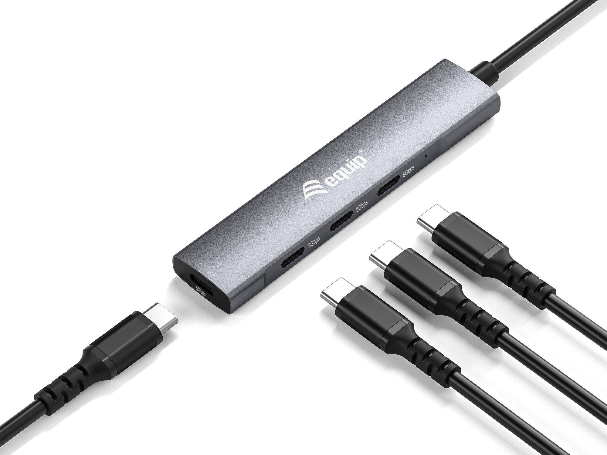 Hub USB-C EQUIP 128963 (0,15 m - Preto e Prateado), miniatura 3