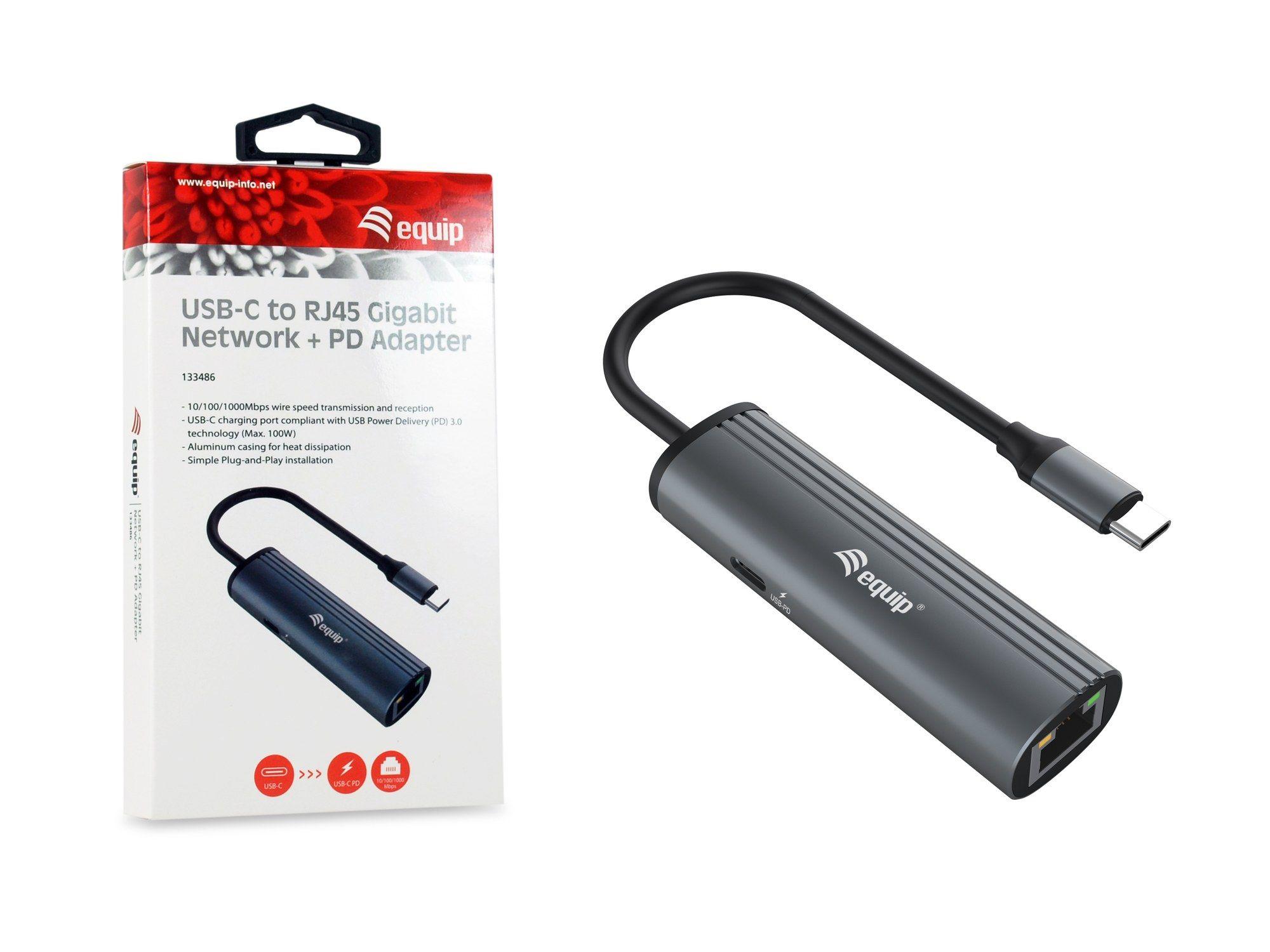 Adaptador de Rede USB-C para RJ45 EQUIP 133486 (Preto/Cinzento), miniatura 4