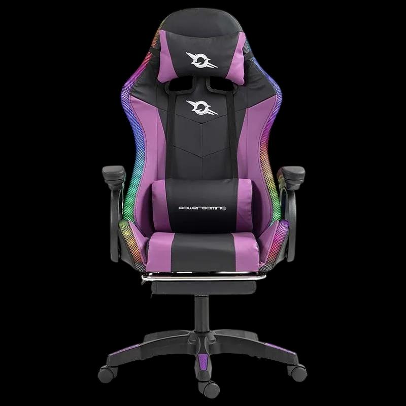 Cadeira Gaming POWERGAMING LED RGB (Pele sintética - Preto e Lilás)