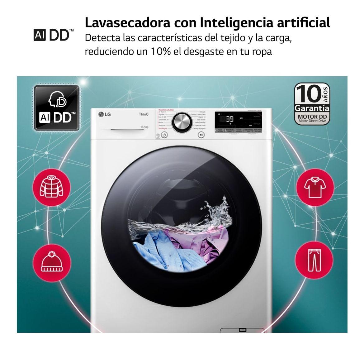 Máquina de Lavar e Secar Roupa Independente LG F4DR7011AGW (A - 11 kg - 6 kg - Branco), miniatura 2