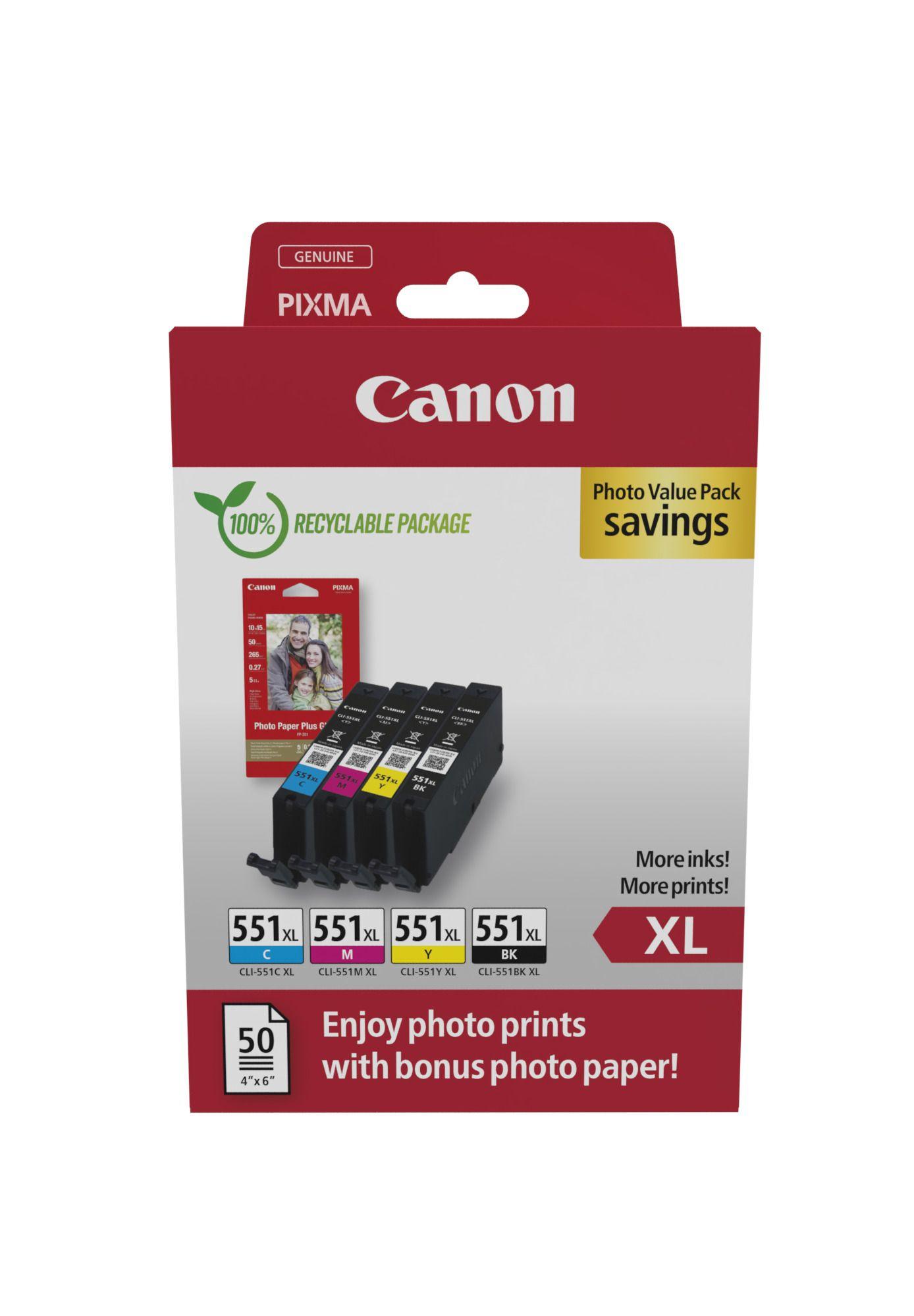 Pack de Tinteiros CANON 6443B008 CLI-551XL (660 páginas ISO)