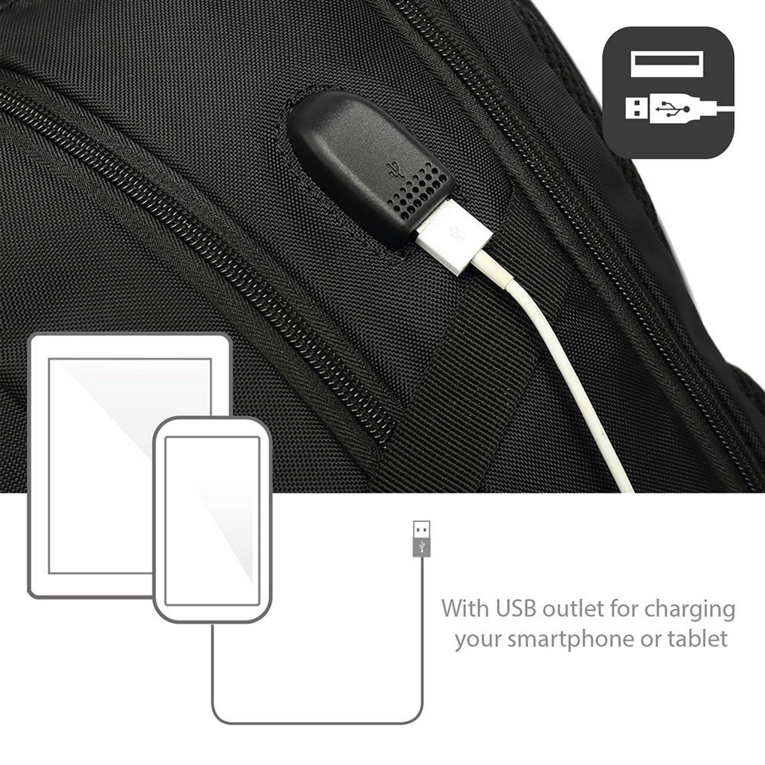 Mochila para Portátil EWENT EW2526 (15,6" - Porta USB - Preto), miniatura 3