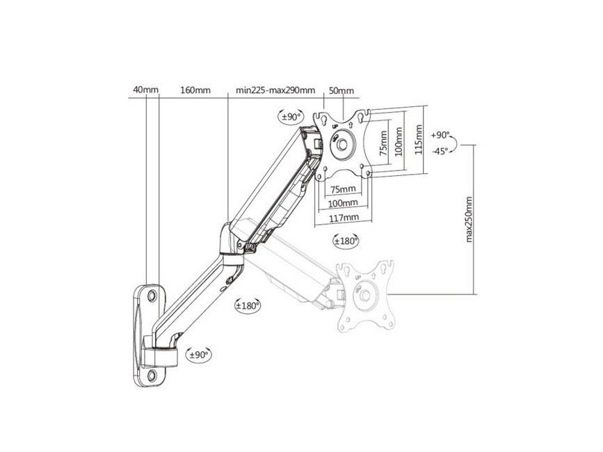 Suporte de Parede para Monitor EQUIP 650137 (75 x 75 mm a 100 x 100 mm - 100 x 100 mm - 75 x 75 mm - Preto), miniatura 11