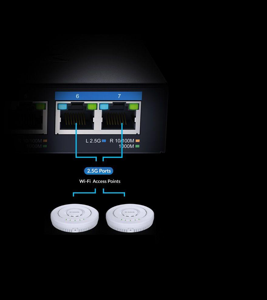 Switch D-LINK DMS-107/E (Gigabit Ethernet - 10/100/1000/2500 Mbit/s - 2 MB - Preto) — miniatura 4