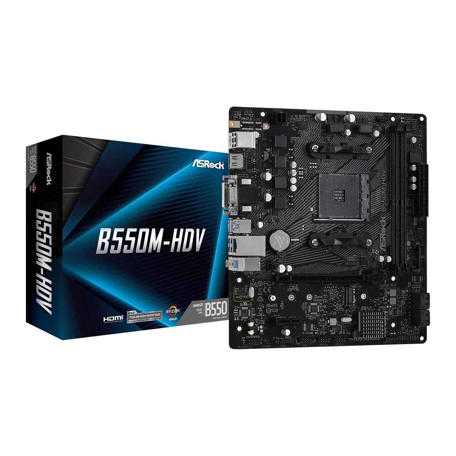 Motherboard ASROCK B550M-HDV (AM4 - AMD Ryzen 3000 Series - micro-ATX - Preto), miniatura 2