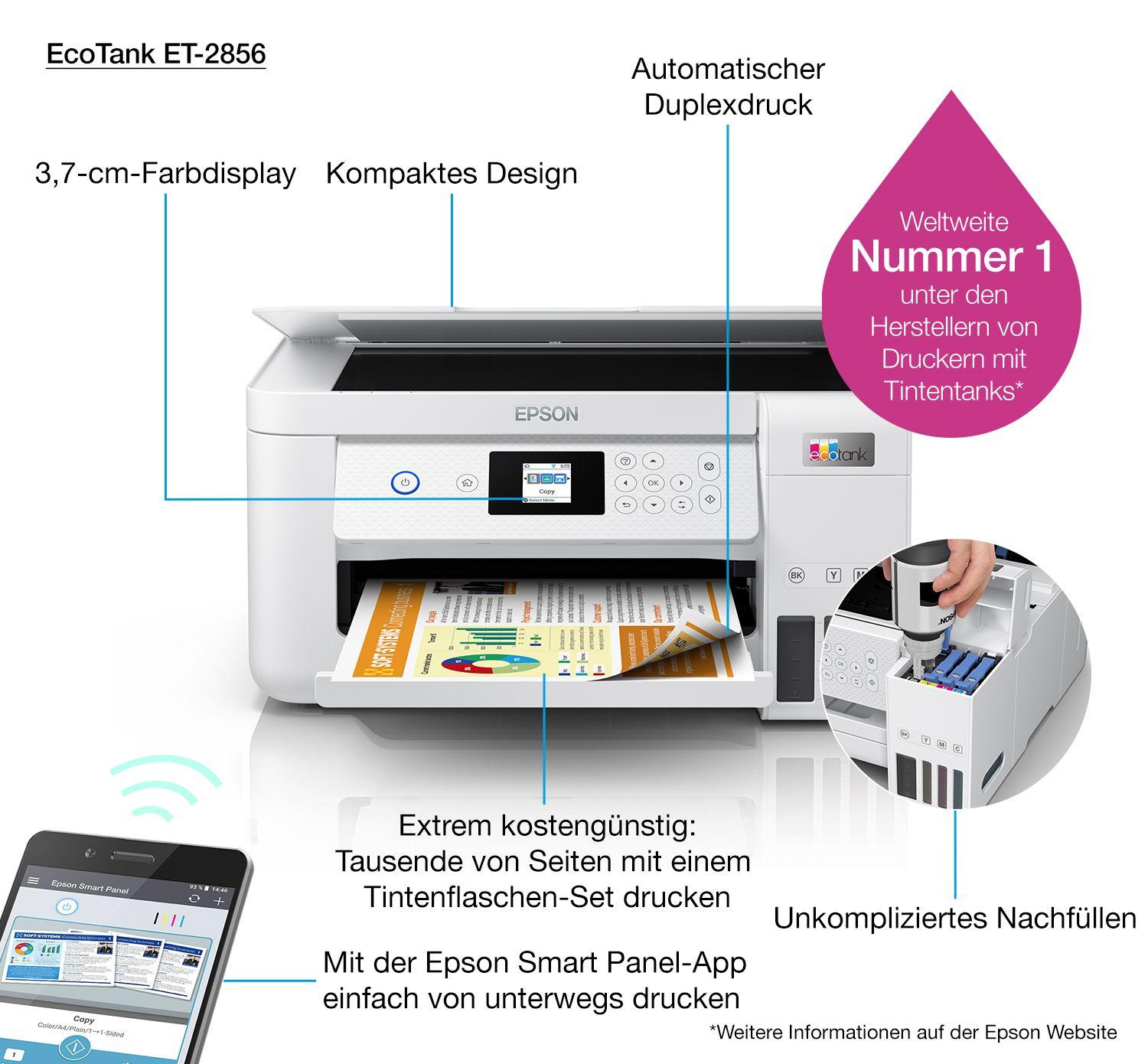 Impressora Multifunções EPSON EcoTank ET-2856 (A4 - Impressão a cores - 100 folhas - Branco), miniatura 32
