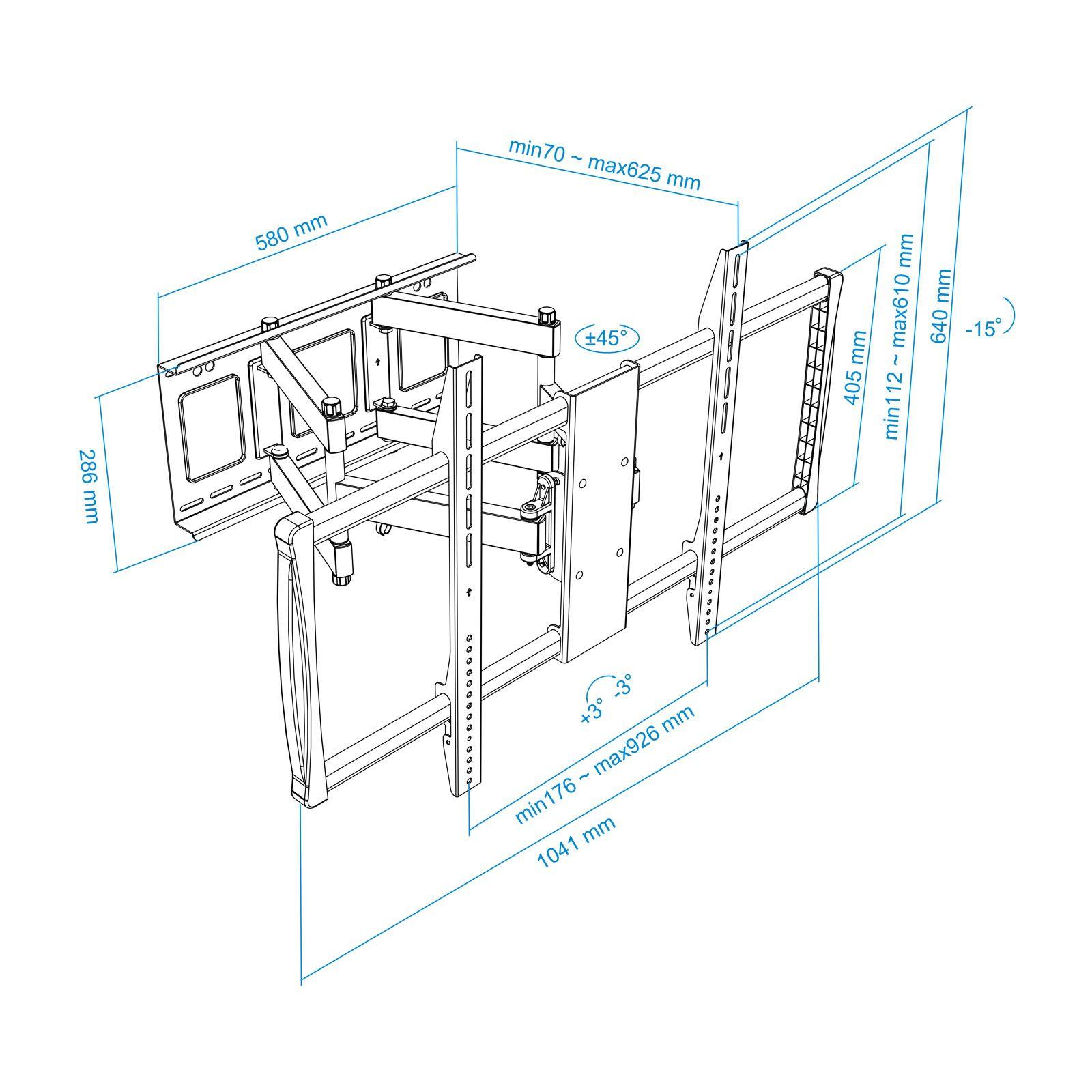 Suporte de Parede TV TOOQ LP75100TN-B (60-100" - VESA 900 x 600 mm - 80 kg - Preto), miniatura 11