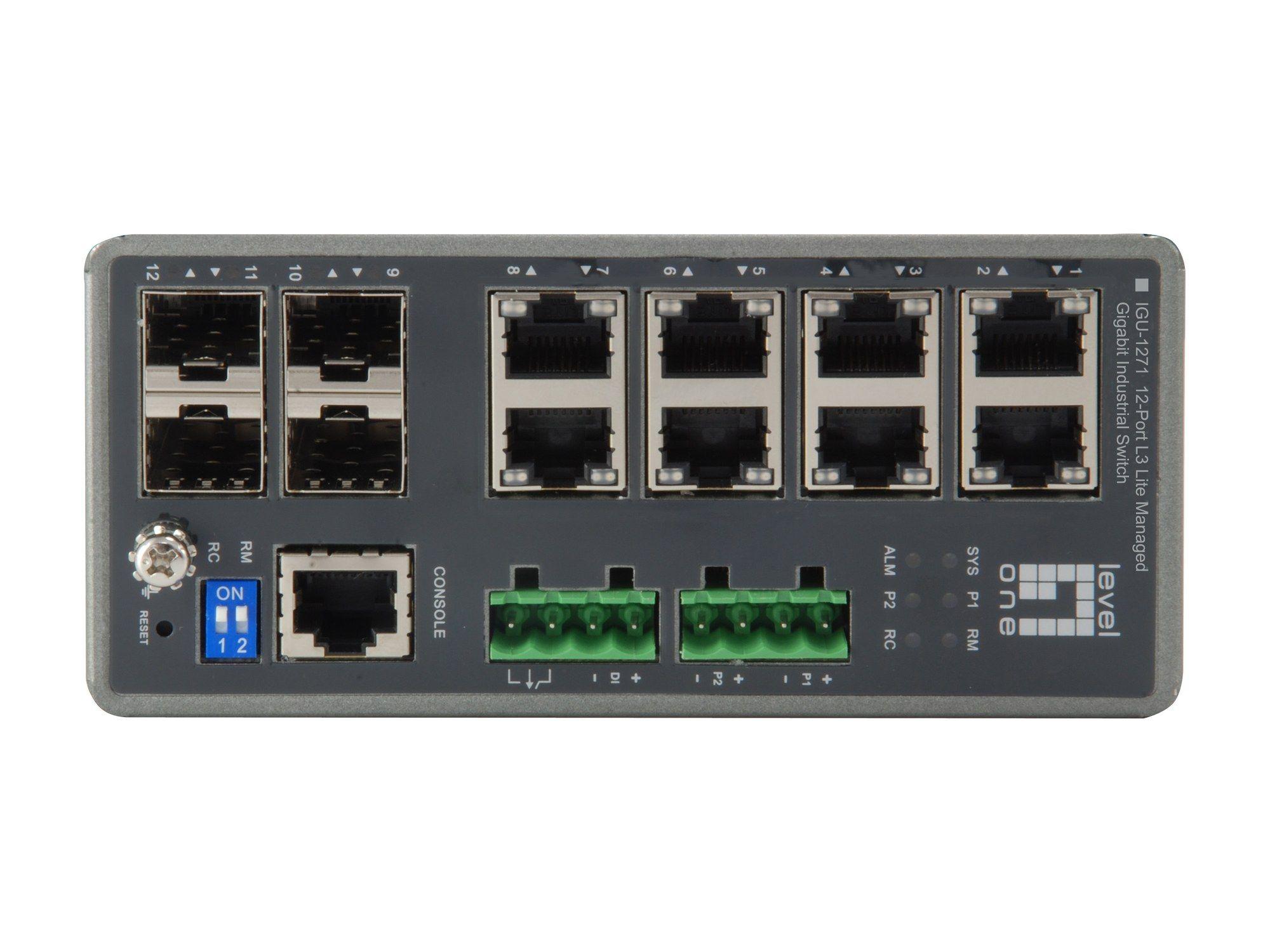Switch de Rede Gerido Industrial LEVELONE IGU-1271 (Gigabit Ethernet - 0,5 MB - 24 Gbit/s - Cinzento), miniatura 2