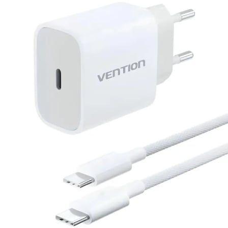 Carregador de Parede VENTION G16W0-EU (20 W - Até 50% em 30 minutos - 1 x USB Tipo-C - Branco)