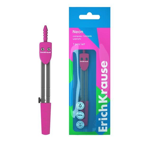 Compasso Escolar ERICHKRAUSE Neon (Metal - 120 mm - Rosa)