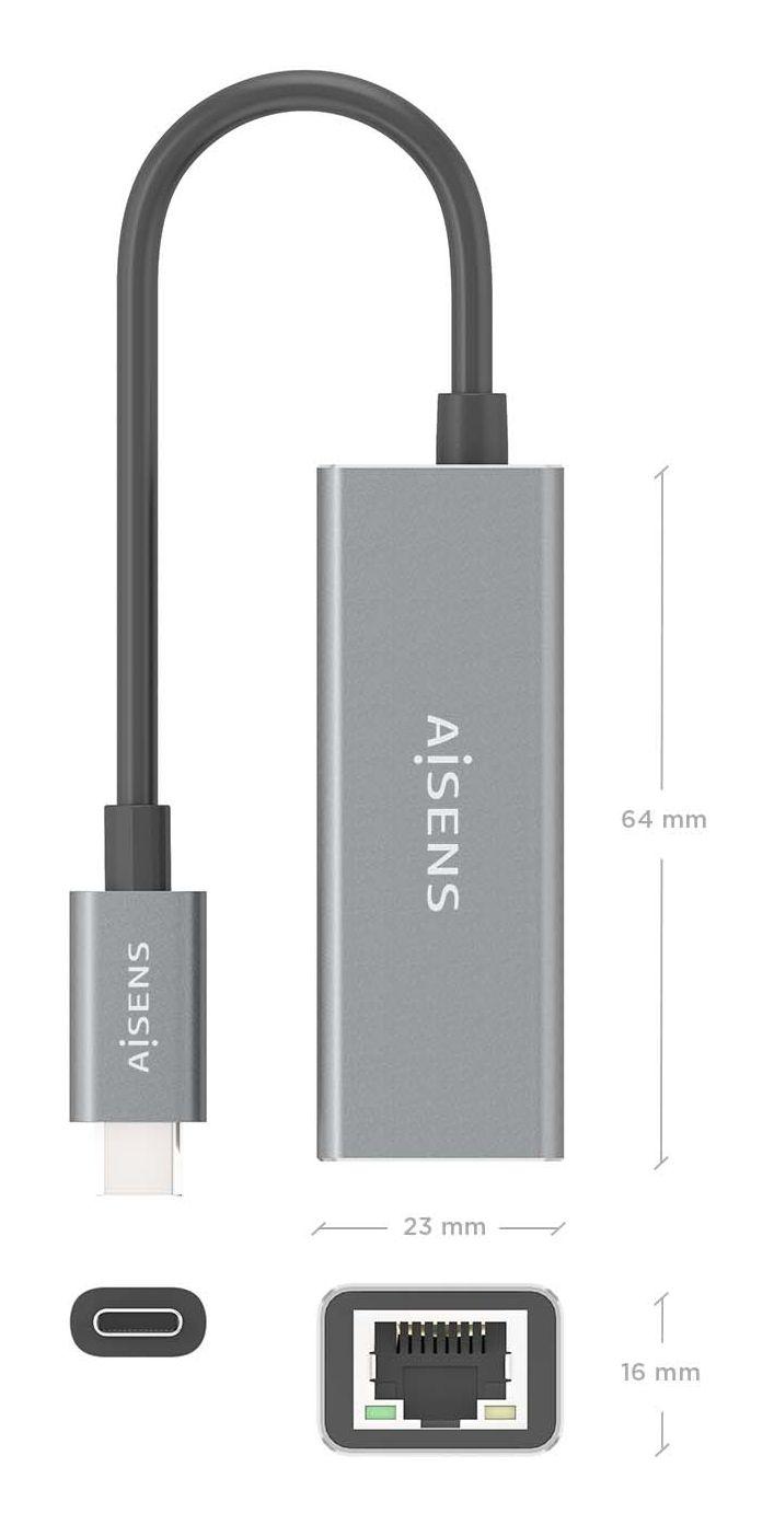 Conversor USB-C para Ethernet AISENS A109-0898 (USB Type-C - 1000 Mbit/s - Cinzento) — miniatura 4