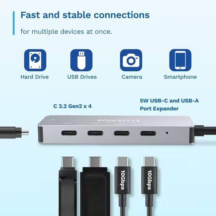 Hub USB-C EWENT EW1151 (0,15 m - USB Type-C - Cinzento), miniatura 3