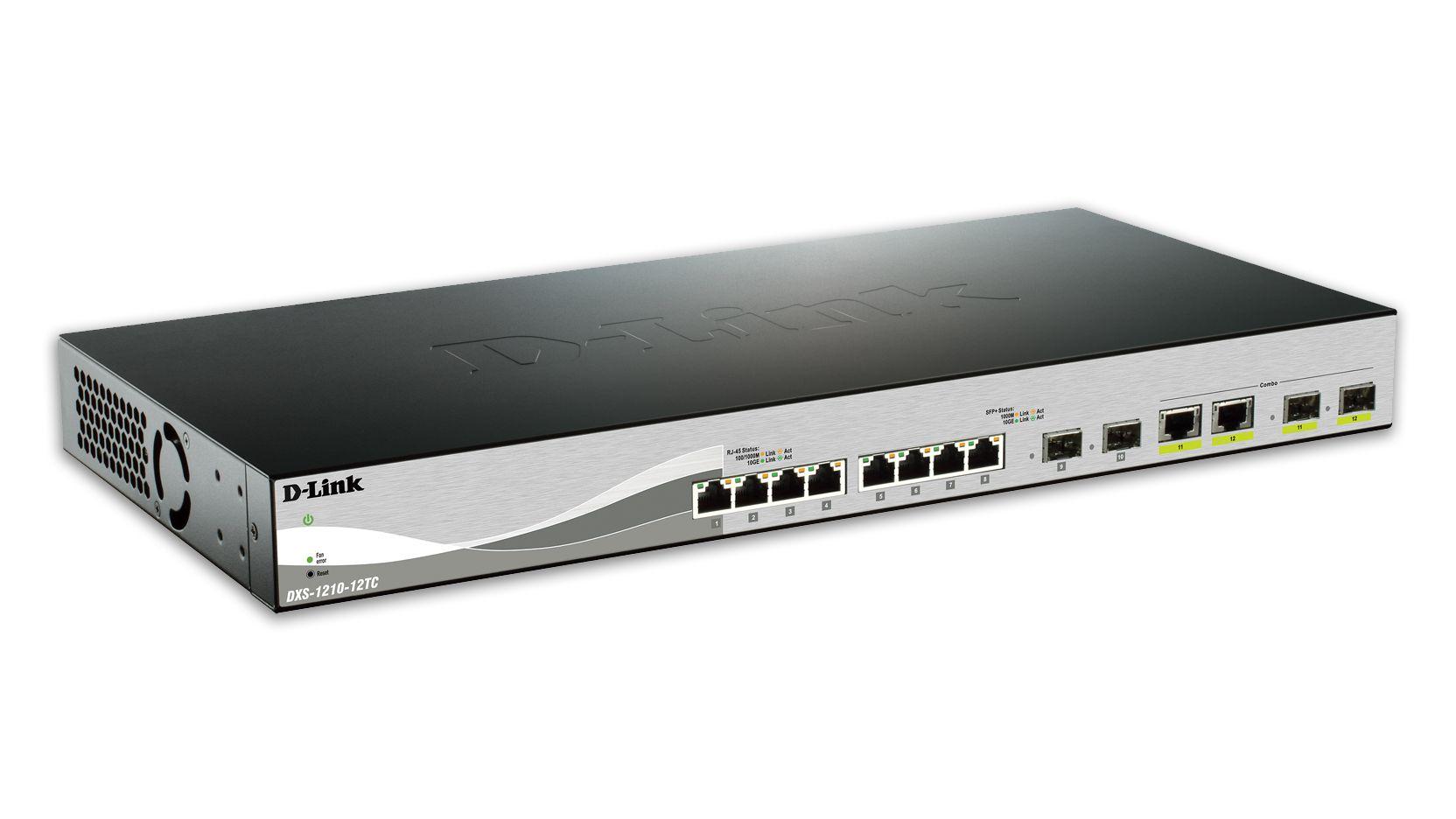 Switch D-LINK DXS-1210-12TC/E (10G Ethernet - 240 Gbit/s - L2 - Preto e Prateado)