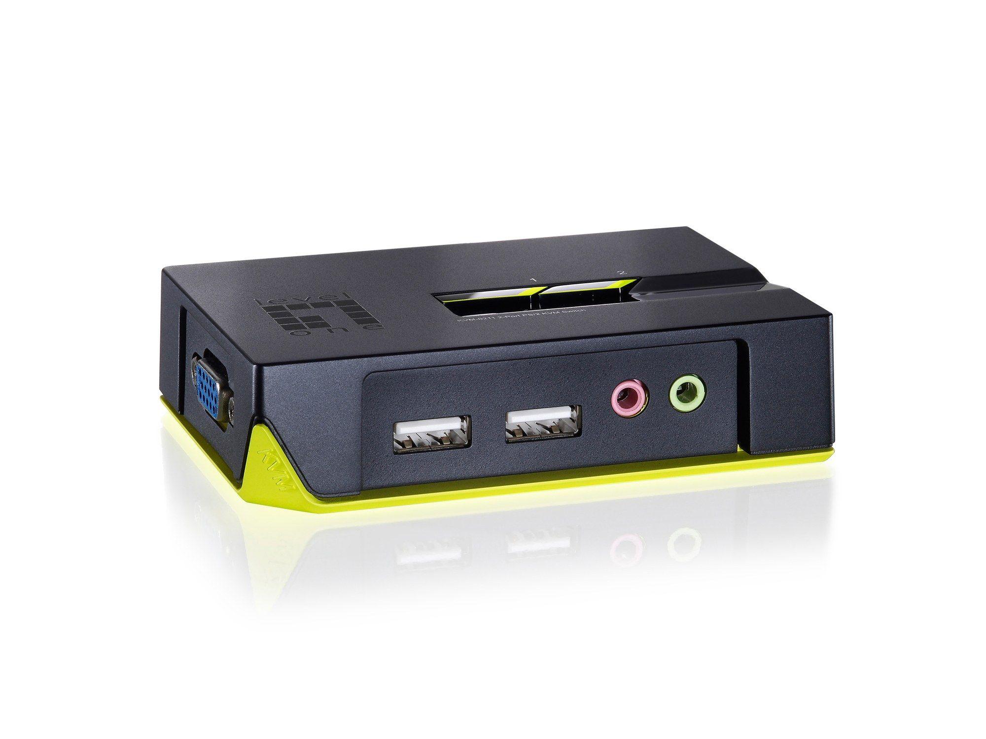 Switch KVM LEVELONE KVM-0221 (Preto e Verde)