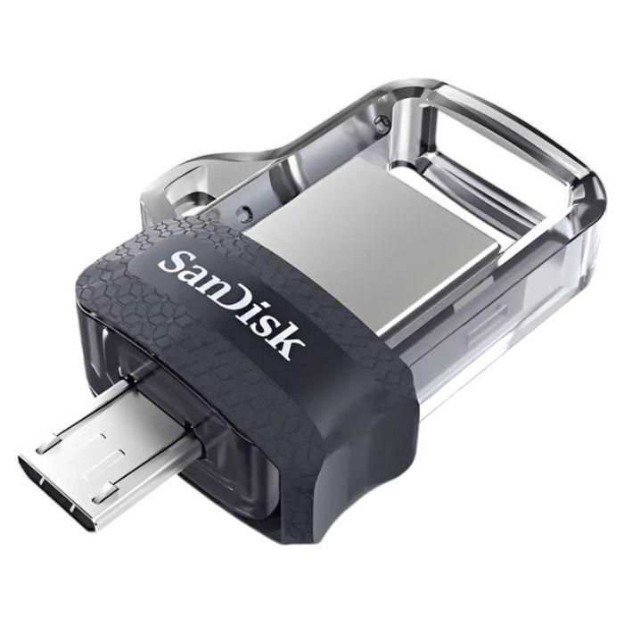 Pen USB SANDISK Ultra Dual Drive m3.0 (128 GB - Deslizante - USB Tipo A / microUSB - Preto, Prateado e Transparente), miniatura 3