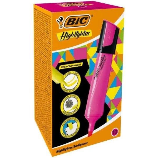 Marcador Fluorescente BIC Marking Highlighter Flat (Rosa)