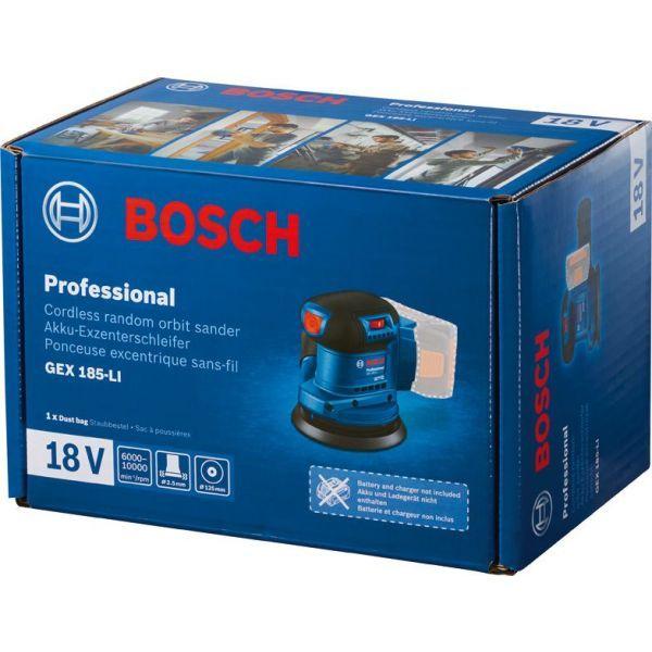Lixadeira Excêntrica a Bateria BOSCH GEX 185-LI Professional (18 V - Bateria - Azul/Preto) — miniatura 3