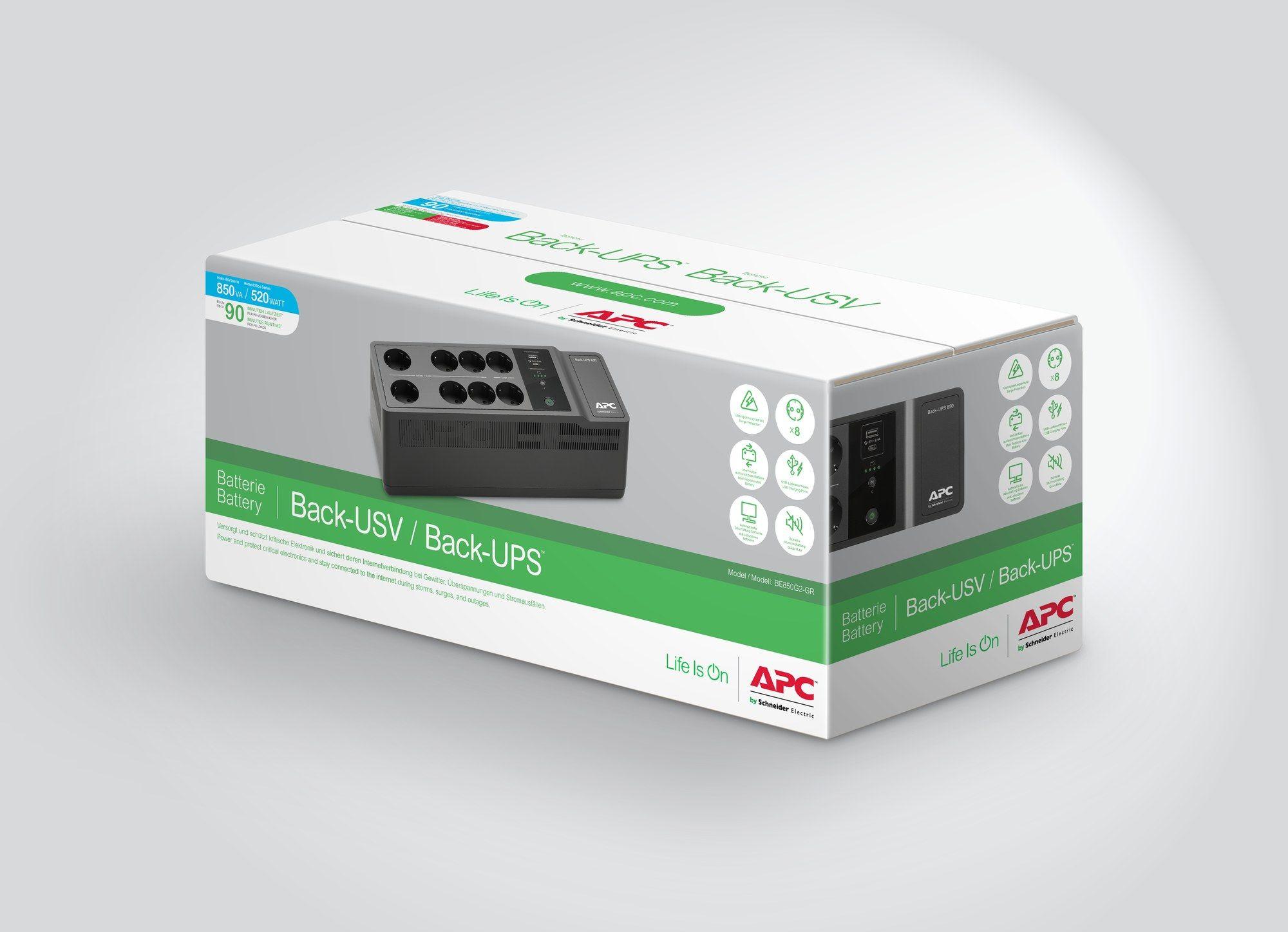 UPS Offline APC BE850G2-GR (2 USB 2.0 - Tipo F - Preto) — miniatura 7