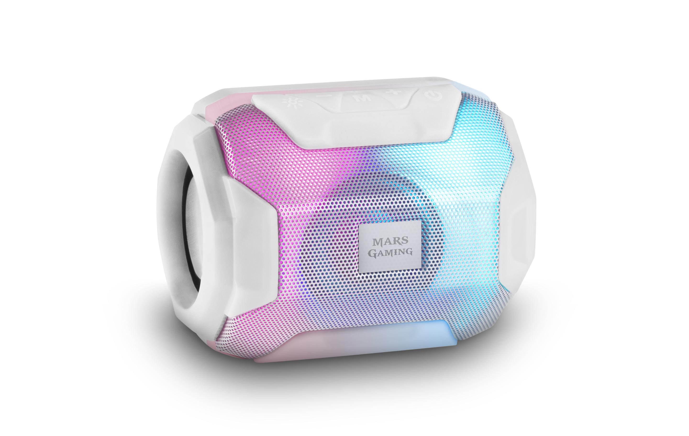 Coluna Portátil MARS GAMING MSBAXW (10 W - Com fios e sem fios - Branco)