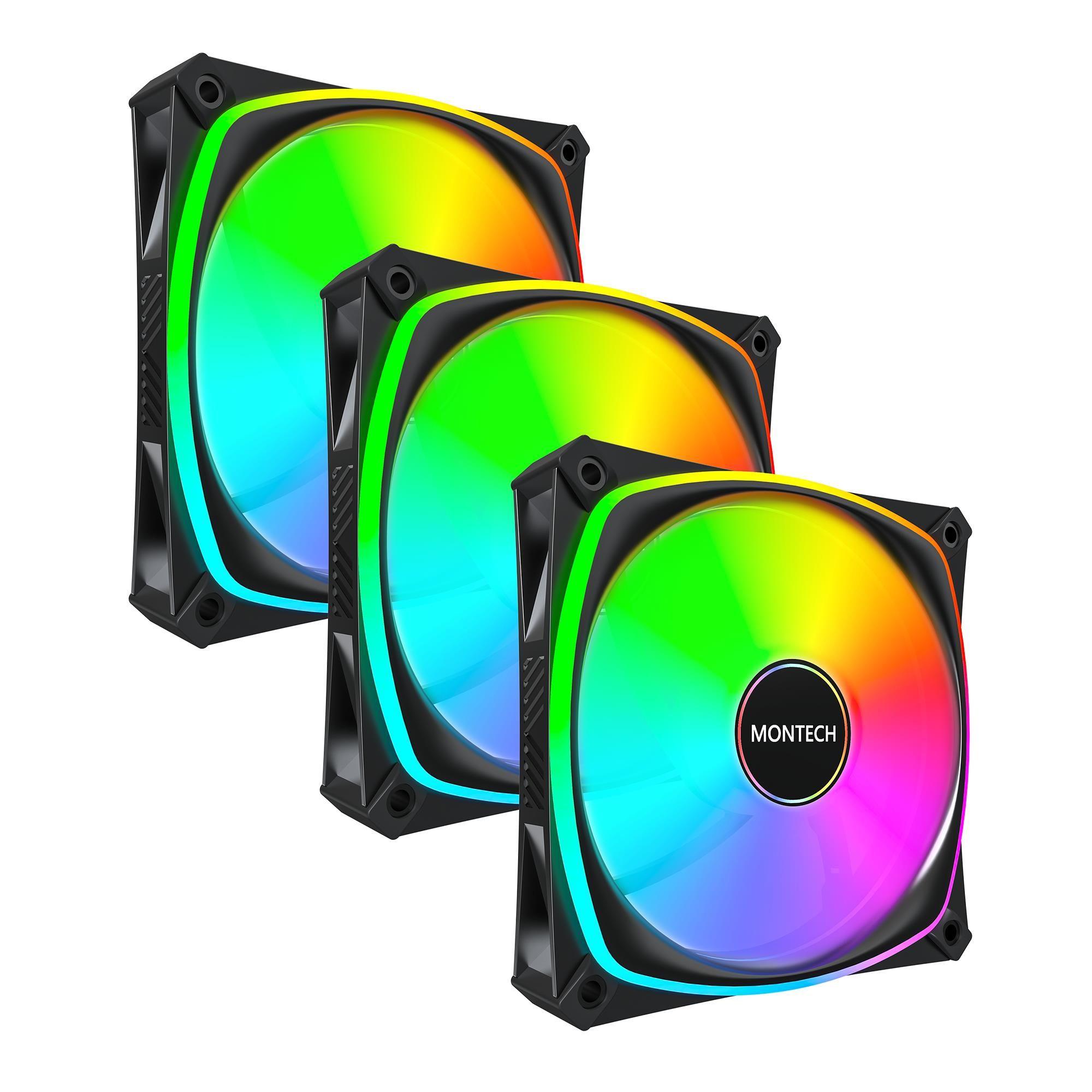 Conjunto de Ventoinhas para Caixa PC MONTECH RX120 PRO (Multicolor - Preto)